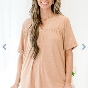 Chic Soul Orange Blouse with Mandarin Collar